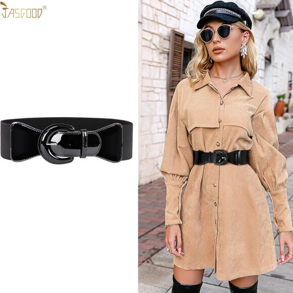 Women Wide Stretchy Belt,Vintage Chunky Buckle Elastic Waist Belts for Women Dre - Picture 4 of 7